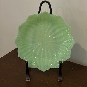Fire King Jadeite Lotus Plate (Vintage Depression Glass)